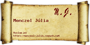 Menczel Júlia névjegykártya