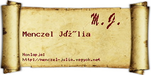 Menczel Júlia névjegykártya